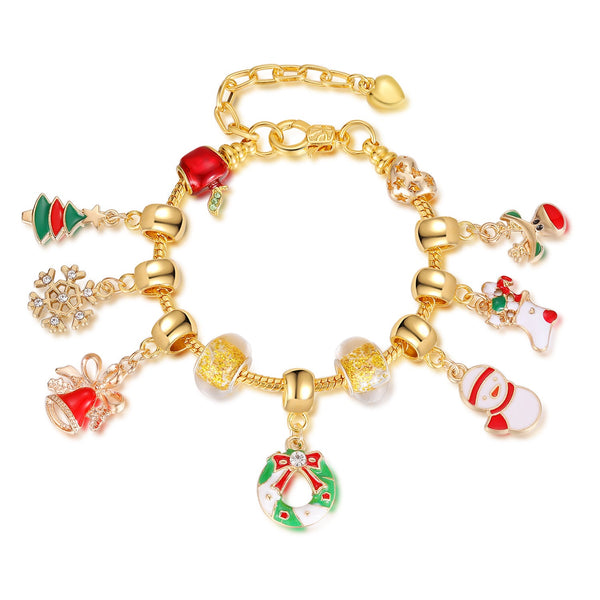 Christmas Decorations Gift Advent Calendar Fabric Bag Bracelet Necklace Beaded Diy Set Seasonal Decorations