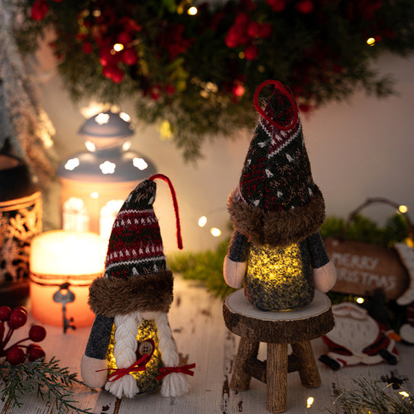 Christmas Decoration Rudolph Reindeer Ornament With Lights Cartoon Elf Led Hanging Figure Seasonal Decorations