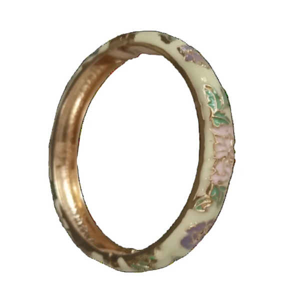 Peony Flower Chinese Filigree Traditional Cloisonne Enamel Ethnic Spring Hinged Cuff Bangles For Women Bracelets