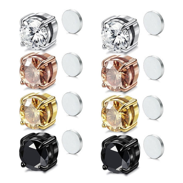 Veile Studios Magnetic Ear Clip For Men And Women Zircon Four Claw Single Earrings