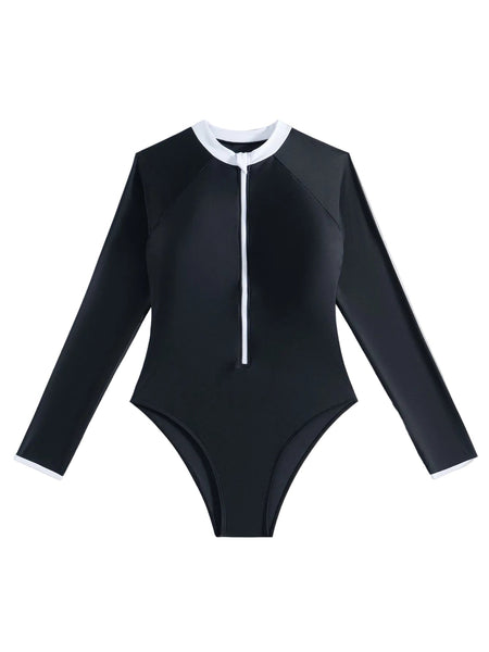 Women's Surfing Suit Long Sleeve One Piece Slimming Bikini Swimsuit Swimwear
