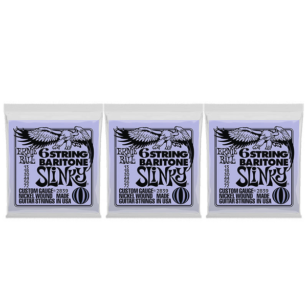 Ernie Ball 6 String Baritone Slinky Nickel Wound Electric Guitar Strings 13 72 Gauge (P02839) Guitar Accessories