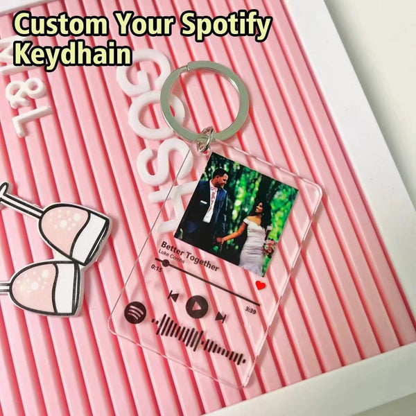 Acrylic Keychain Personalized Music Card Diy Pattern Keyrings