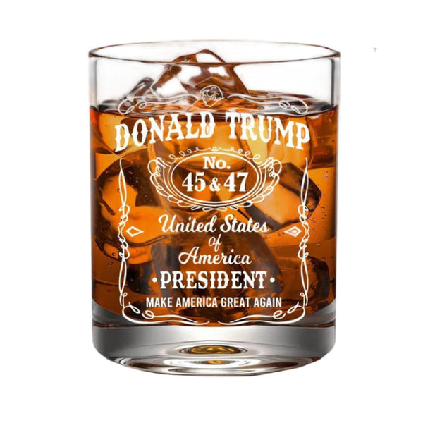 Transparent Whiskey Glass Round Straight Mouth Household Wine Beer Cup Bar Tumbler Kitchen Utensil Trump Print Wine & Champagne Glasses