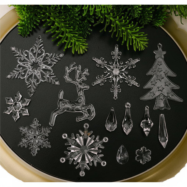 Christmas Tree Ice Column & Snow Pendant Set 8Pcs Transparent Acrylic Pendants Seasonal Decorations