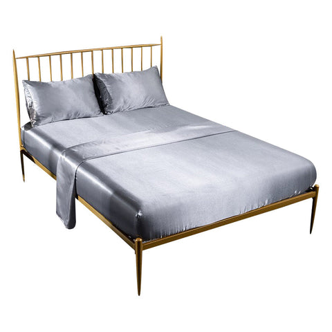 Fitted Sheet 180X200cm Grey Luxury Silky Beddings Set With Pillow Cases Sheets