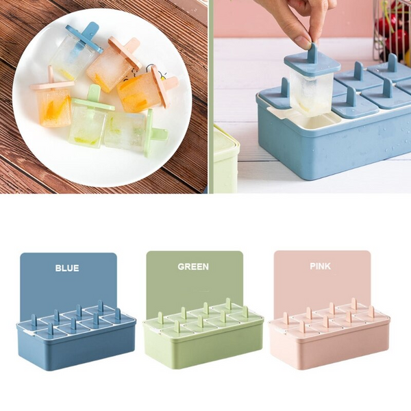 8 Grids Ice Cream Mold With Stick Thawing Box Cube Popsicle Maker Ice Cream & Frozen Yoghurt Makers