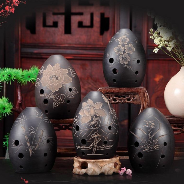 8 Holes Black Clay Xun Chinese Musical Instrument For Beginners Ocarinas