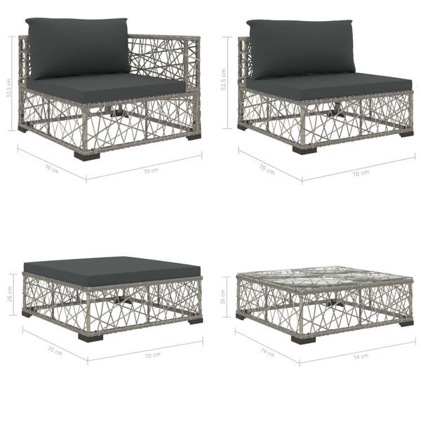 8 Piece Garden Lounge Set With Cushions Poly Rattan Grey Patio Furniture Sets