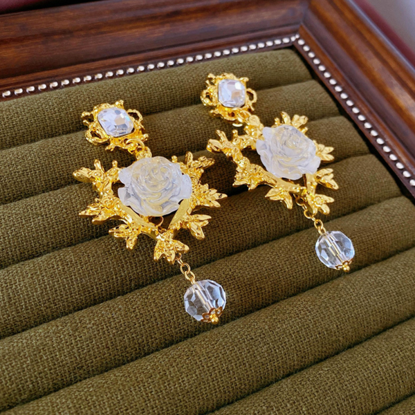 Veile Studios Heart Flower Tassel Palace Style Retro Exaggerated Alloy Earrings