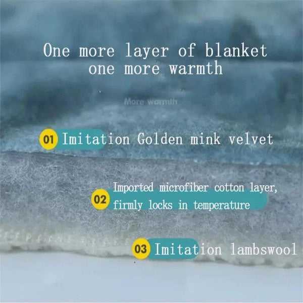 Light Grey Coral Fleece Blanket Three Layers Thicken Flannel 150X200cm Blankets