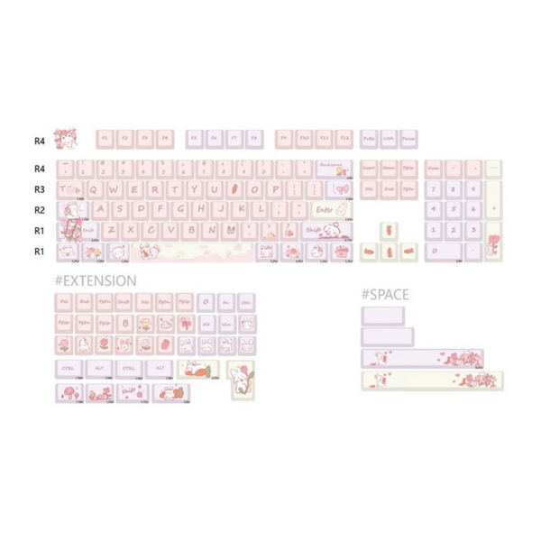 Keycap Keyboard Pink 148 Keys Rabbit Theme Sided Heat Sublimation Switch Fit Keyboards & Keypads