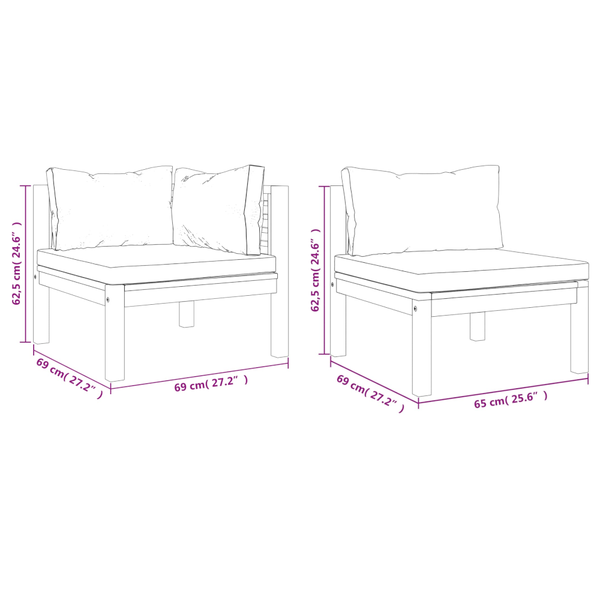 8 Piece Garden Lounge Set With Cushion Solid Acacia Wood Patio Furniture Sets