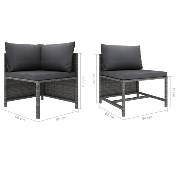 8 Piece Garden Lounge Set With Cushions Poly Rattan Grey Patio Furniture Sets