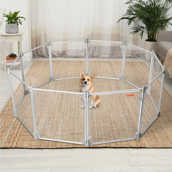 Pawz Pet Playpen Transparent Acrylic Clear Folding Dog Fence Kennel 10 Panel Fences & Pens