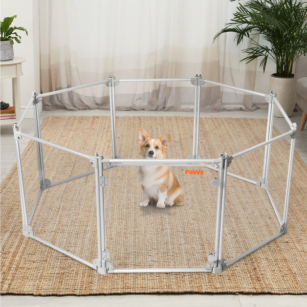 Pawz Pet Playpen Transparent Acrylic Clear Folding Dog Fence Kennel 8 Panel Fences & Pens