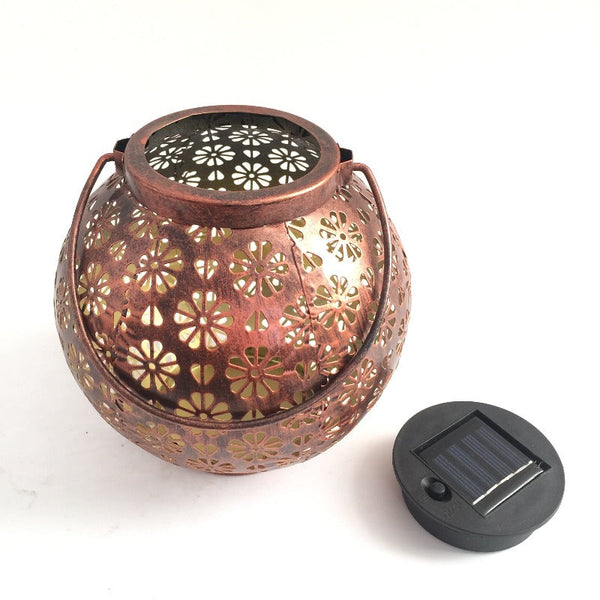 Led Moroccan Wrought Iron Solar Projection Lantern Hanging Lights Lamps