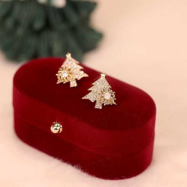 Veile Studios Christmas Tree Rhinestone Snowflake Jewelry Gifts Earrings