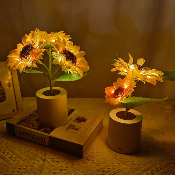 Rechargeable Sunflower Led Night Light Table Lamp Home Decor Gift Lamps