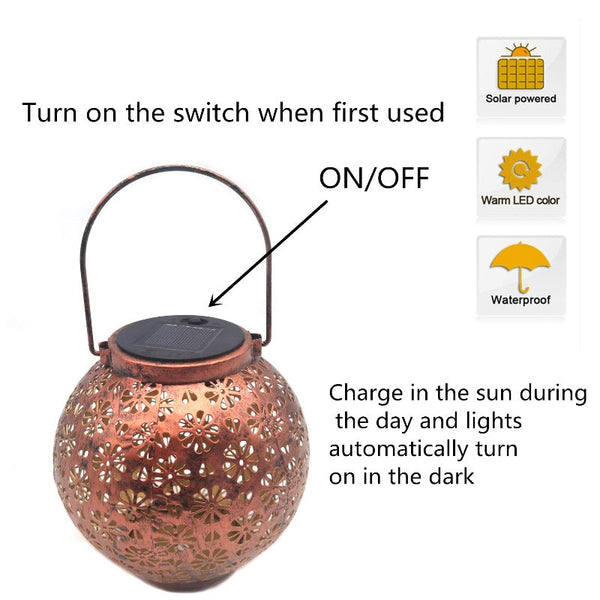 Led Moroccan Wrought Iron Solar Projection Lantern Hanging Lights Lamps