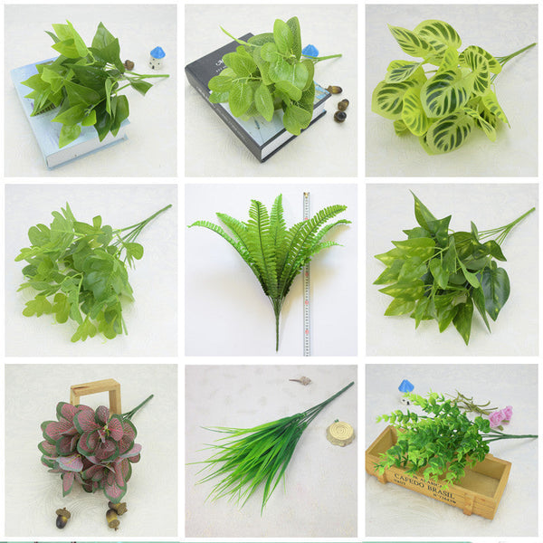 Single Bunch Of Artificial Flowers Plastic Green Plant Grass Arrangement Artificial Plants