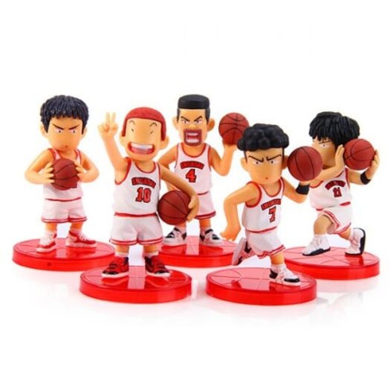 8Cm Cartoon Model Slam Dunk Characteristic Action Figurine Toy 5Pcs White Character Figurines