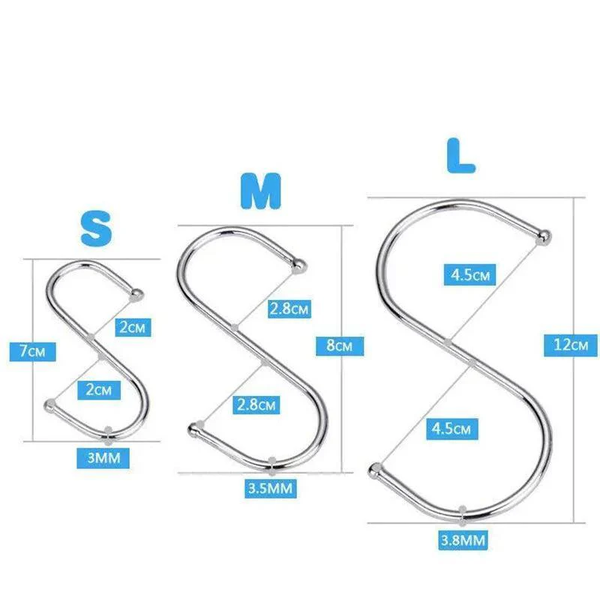 8Cm Stainless Steel Shape Hooks Kitchen Hanger Rack Clothes Hanging Plant Holders 20Pcs Racks & Holders