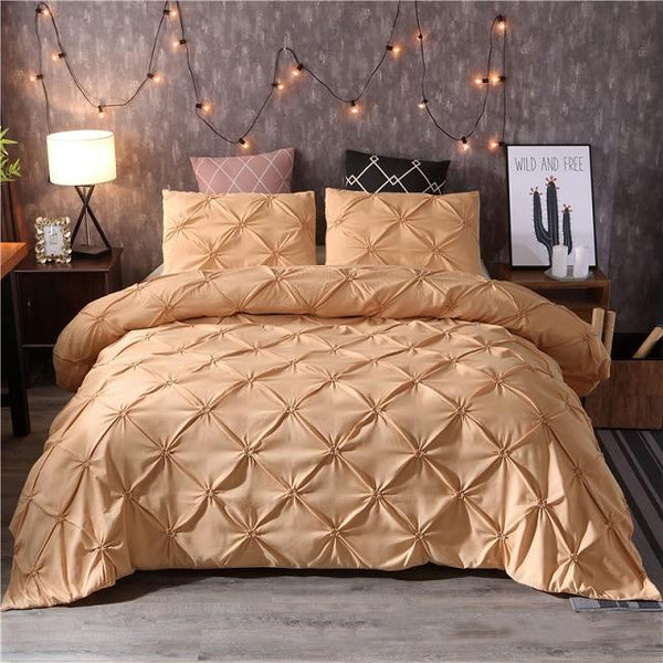 Luxury Duvet Cover Set Pinch Pleat 2 / 3Pcs Quilt Quilt Covers