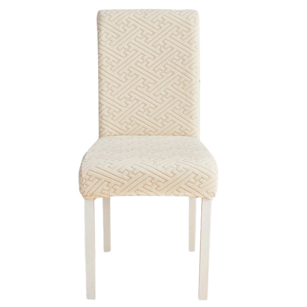 Chair Cover Beige Puzzle Design Anti Dirt Elastic Material For Dining Room Kitchen Slipcovers
