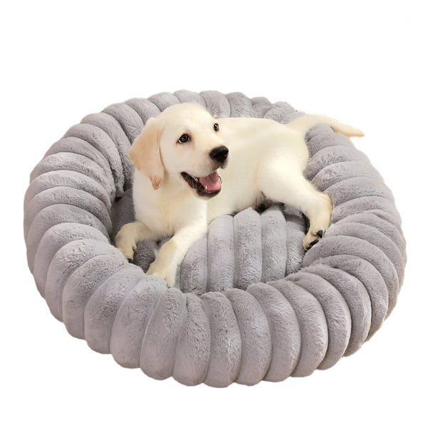 Pet Kennels Long Plush Round Cat Nest Winter Warm Dog Beds Super Soft Mat Sofa Pet Beds