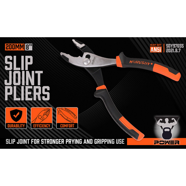 Horusdy 8" Slip Joint Heavy Duty Jars Non Slip Grip Handle 200Mm Pliers
