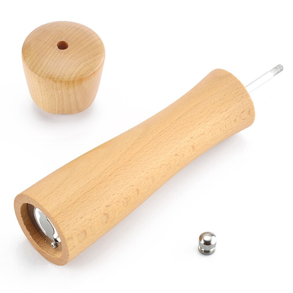 8Inch Solid Wood Pepper Spice Mill Grinder Set Handheld Ceramic Grinding Core Salt & Pepper