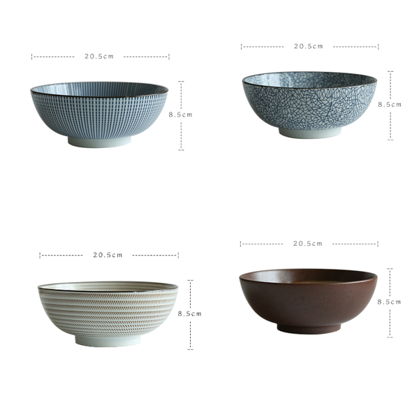 8 Inch Japanese Ceramic Ramen Noodle Soup Bowls