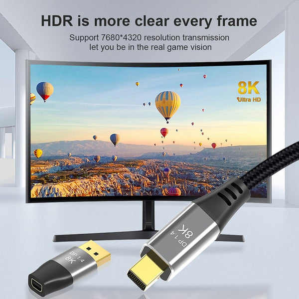 8K 60Hz Mini Dp To Adapter 4K 144Hz Bi Directional Displayport Male Female Converter For Computer Pc Moni Monitor/Av Cables & Adapters