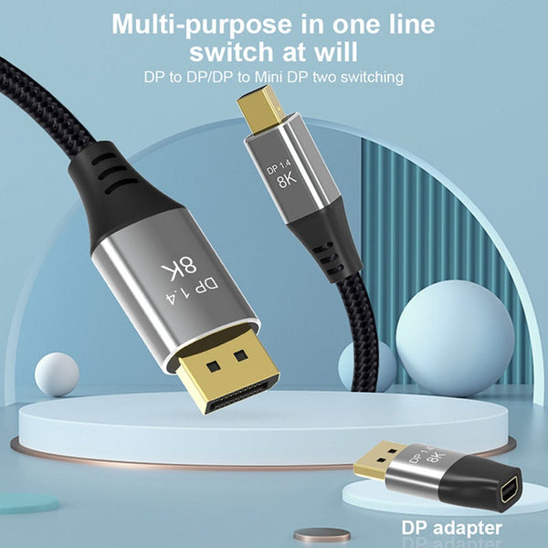 8K 60Hz Mini Dp To Adapter 4K 144Hz Bi Directional Displayport Male Female Converter For Computer Pc Moni Monitor/Av Cables & Adapters