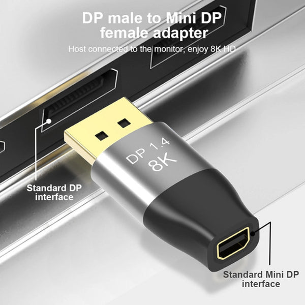 8K 60Hz Mini Dp To Adapter 4K 144Hz Bi Directional Displayport Male Female Converter For Computer Pc Moni