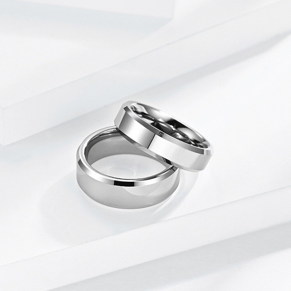 Unisex 8Mm Titanium Steel Ring Silver 10