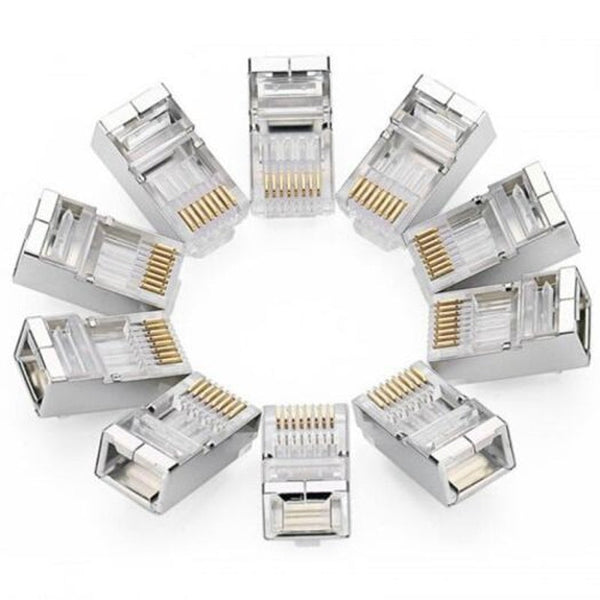 8P8c Modular Ethernet Cable Head Plug Gold Plated Cat 6 Crimp Network Rj45 Connector Cat6 10Pcs Silver Plugs Jacks & Wall Plates