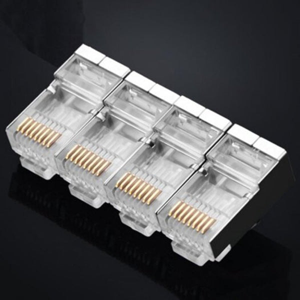 8P8c Modular Ethernet Cable Head Plug Gold Plated Cat 6 Crimp Network Rj45 Connector Cat6 10Pcs Silver Plugs Jacks & Wall Plates