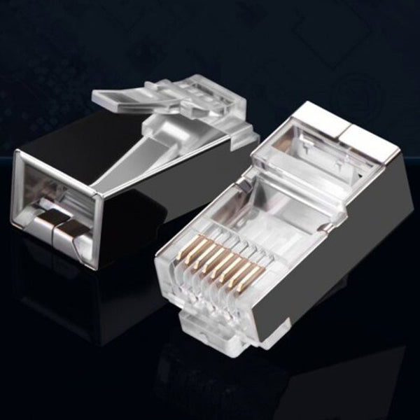 8P8c Modular Ethernet Cable Head Plug Gold Plated Cat 6 Crimp Network Rj45 Connector Cat6 10Pcs Silver Plugs Jacks & Wall Plates