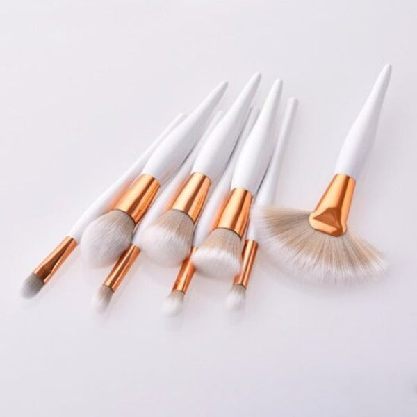 8Pcs Luxury Professional Makeup Brushes Powder Foundation Tool Milk White
