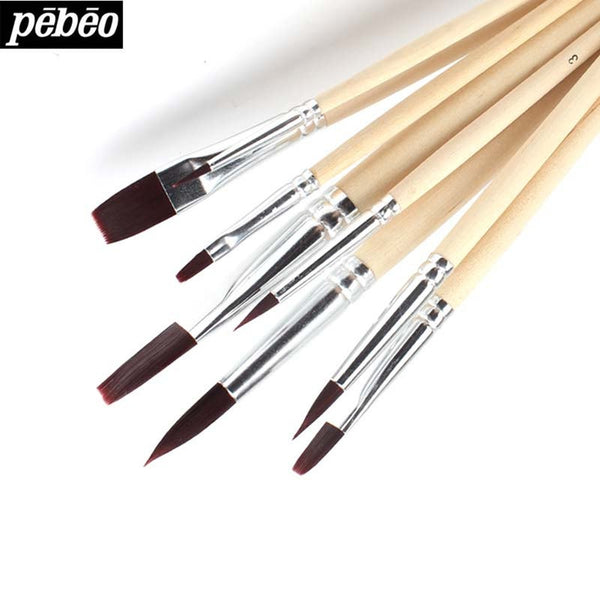 8Pcs Pebeo Watercolor Paint Brush Bristle Hair Painting Drawing Oil Artists Brushes