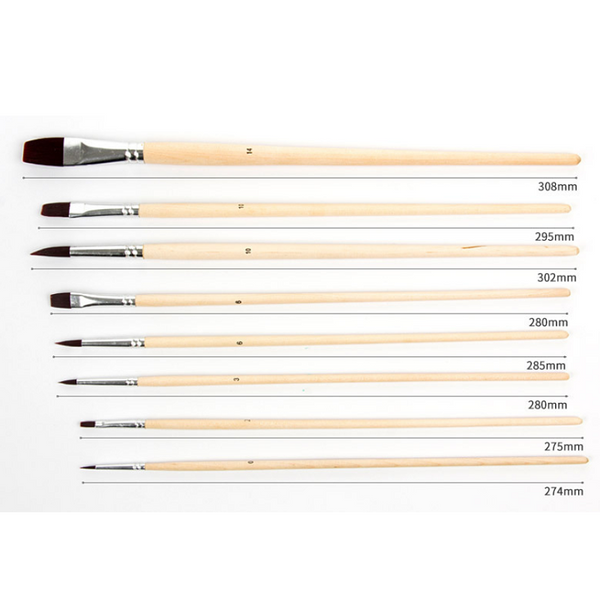 8Pcs Pebeo Watercolor Paint Brush Bristle Hair Painting Drawing Oil Artists Brushes