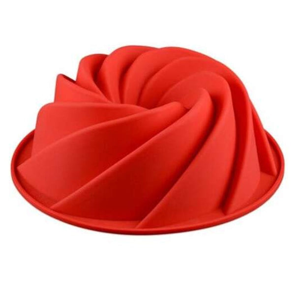 9 Inch Hollow Spiral Food Grade High Temperature Cake Mold Red Muffin Pans & Baking Moulds