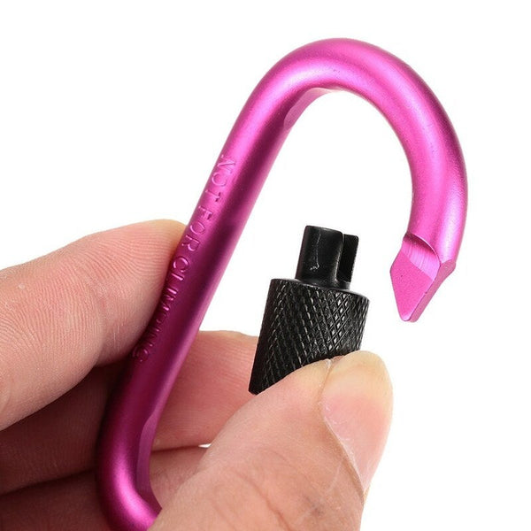9 Pack Aluminum Alloy D Ring Locking Carabiner Clip Set Screw Hanging Hook Buckle Keychain With Steel Wire For Outdoor Camping Hiking