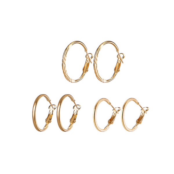 Veile Studios 9 Pairs Of Retro Fashionable Combination Suit Gold Earrings