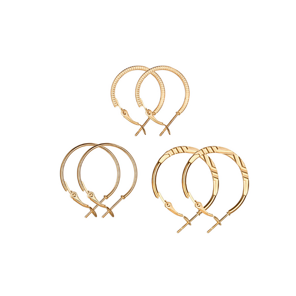 Veile Studios 9 Pairs Of Retro Fashionable Combination Suit Gold Earrings