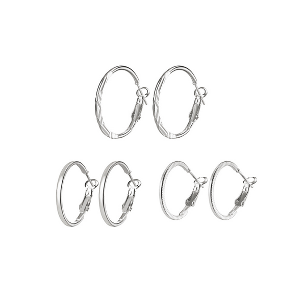 Veile Studios 9 Pairs Of Retro Fashionable Combination Suit Silver Earrings