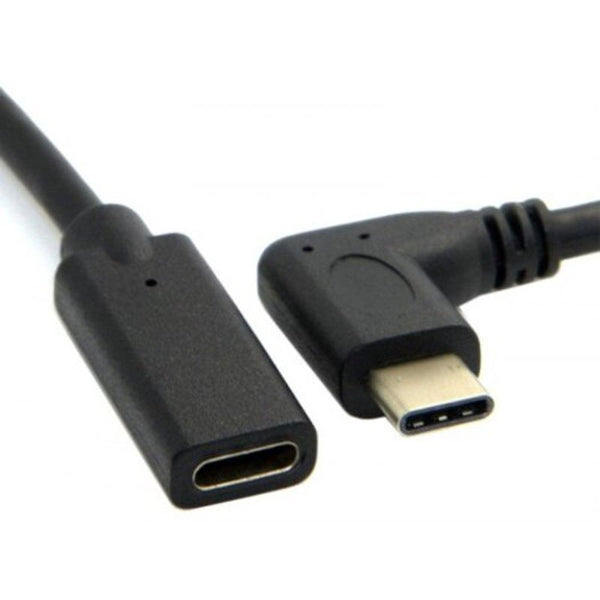 90 Degree Right Angled Usb Type C Extension Cable Male To Female Black
