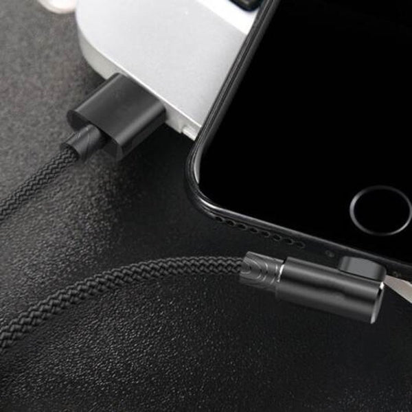 90 Degree Usb Fast Charging Cable For Iphone Xs Max Xr 8 7 6 6S 5 5S Black